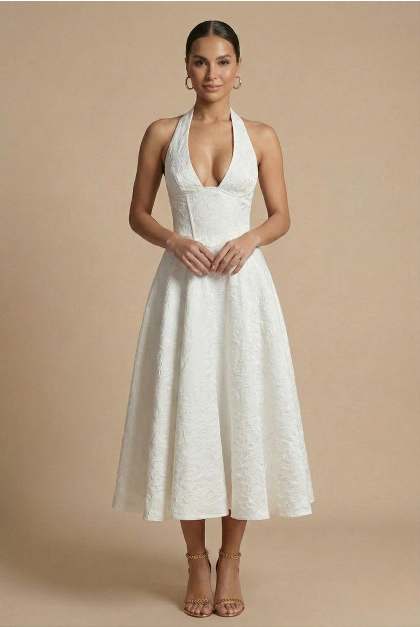 Robe de Soirée Midi Col Licou Femme Élégante – Image 5