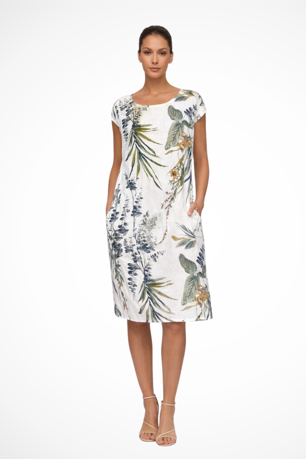 Robe d'été femme fluide imprimé végétal décontractée