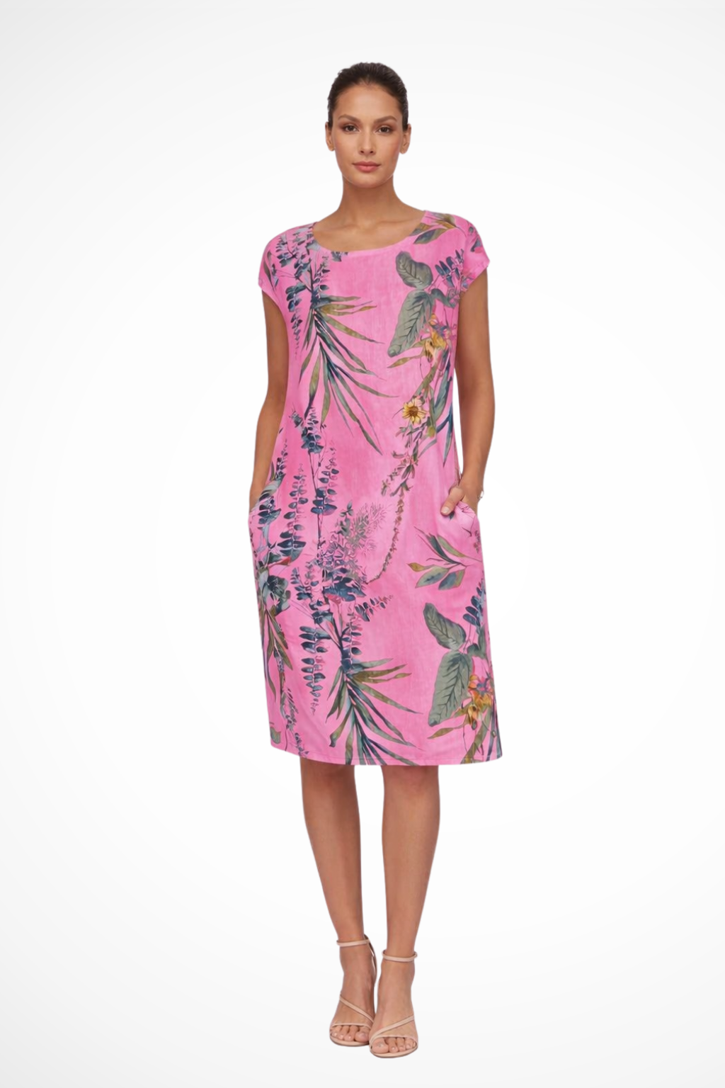 Robe d'été femme fluide imprimé végétal décontractée – Image 5