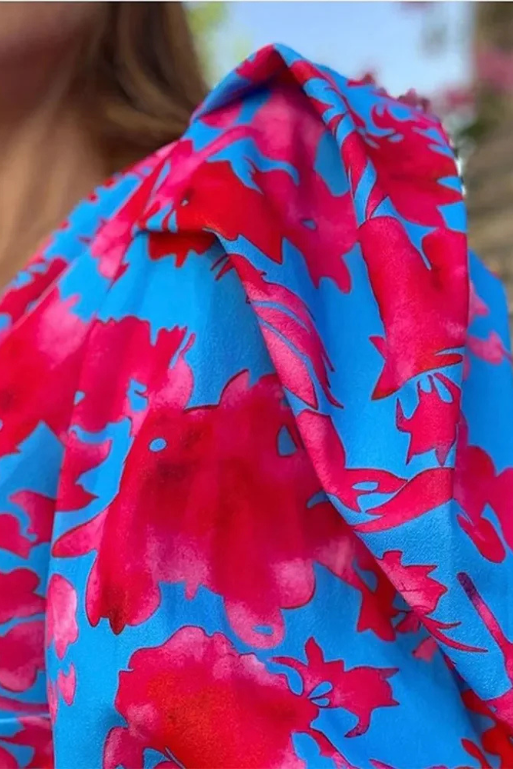 Robe Midi Fleurie Femme Manches Bouffantes Décolleté V – Image 5