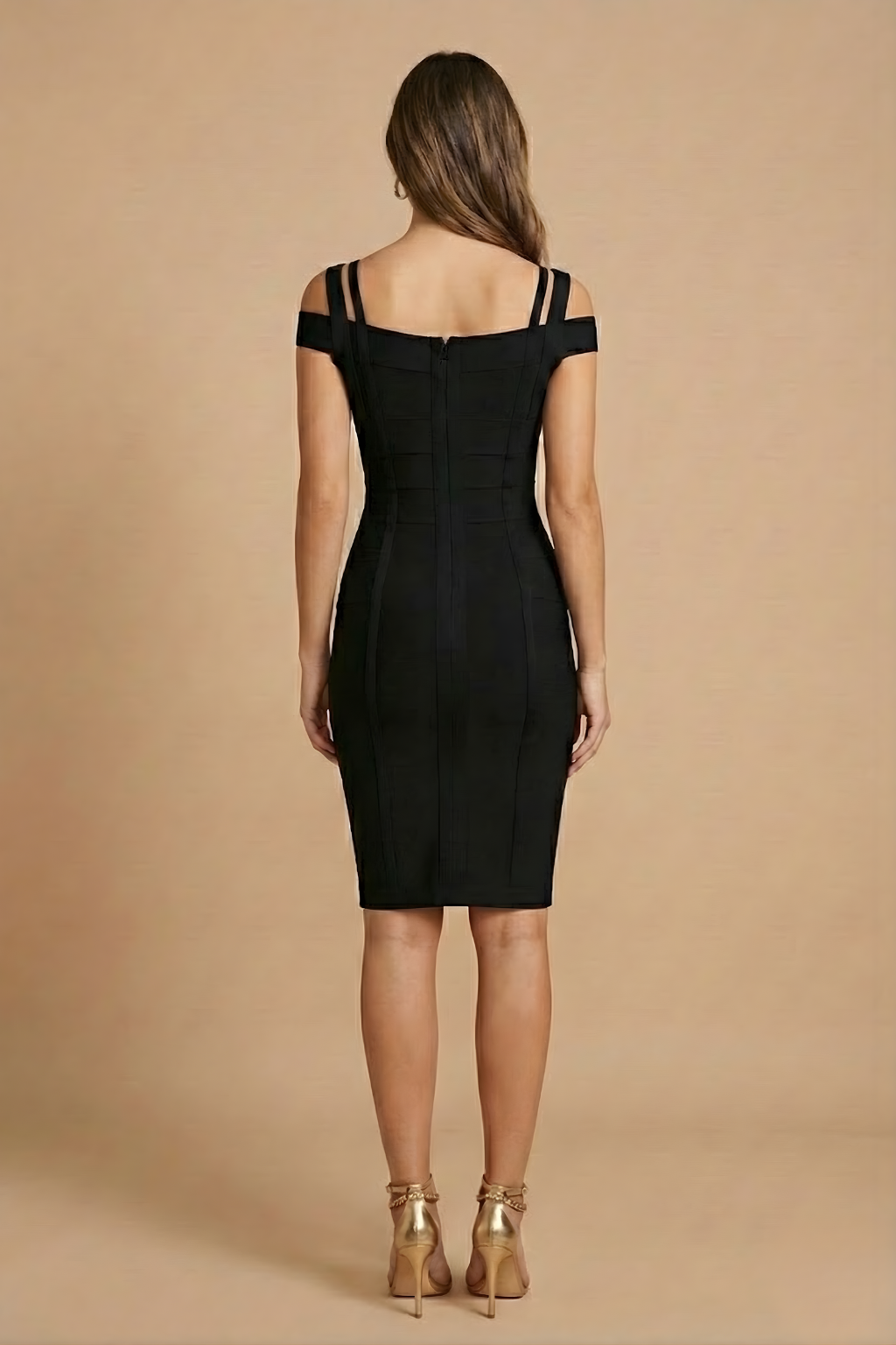 Robe Midi Femme Épaules Nues Silhouette Sculptée – Image 7