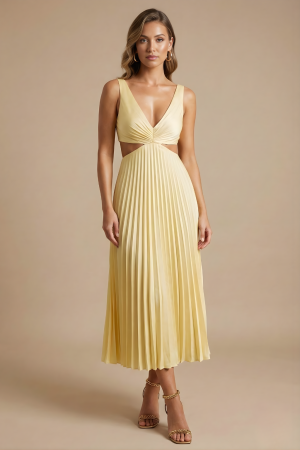 Robe fluide femme taille cintrée plissée soirée