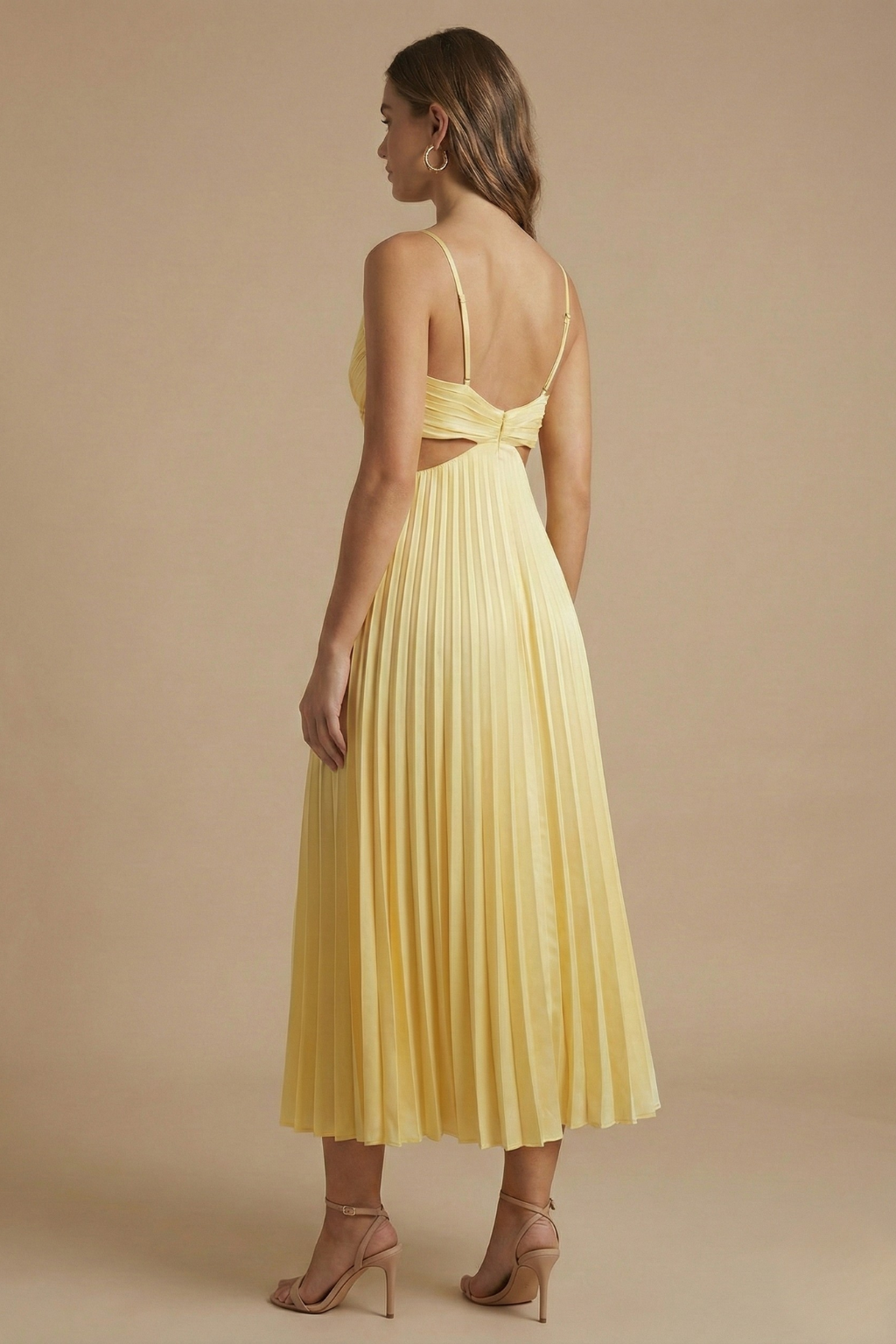 Robe fluide femme taille cintrée plissée soirée – Image 2
