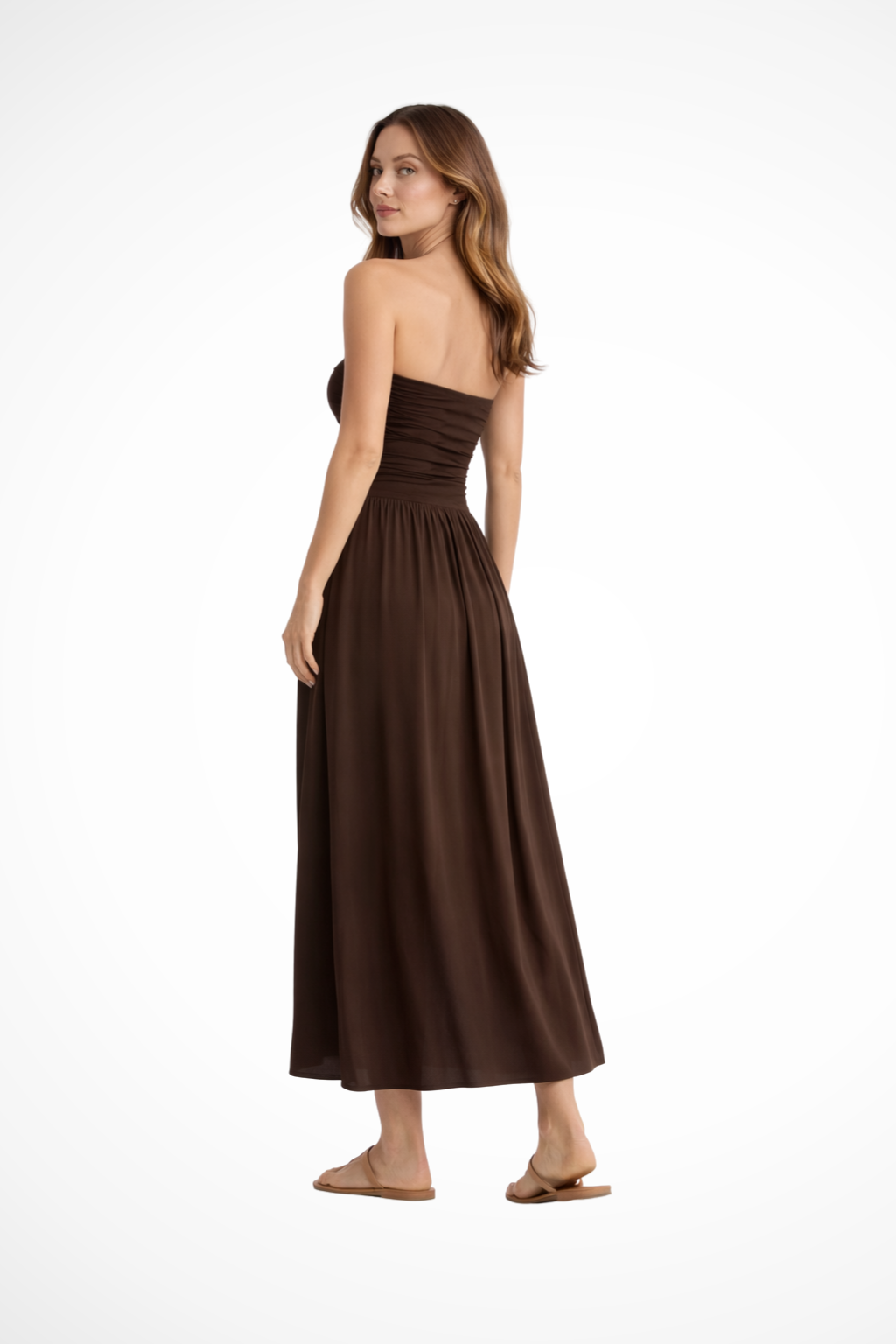 Robe longue plissée bustier femme élégante été – Image 2