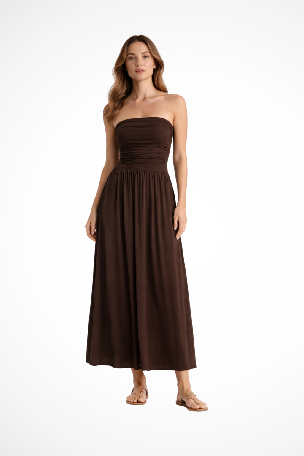 Robe longue plissée bustier femme élégante été
