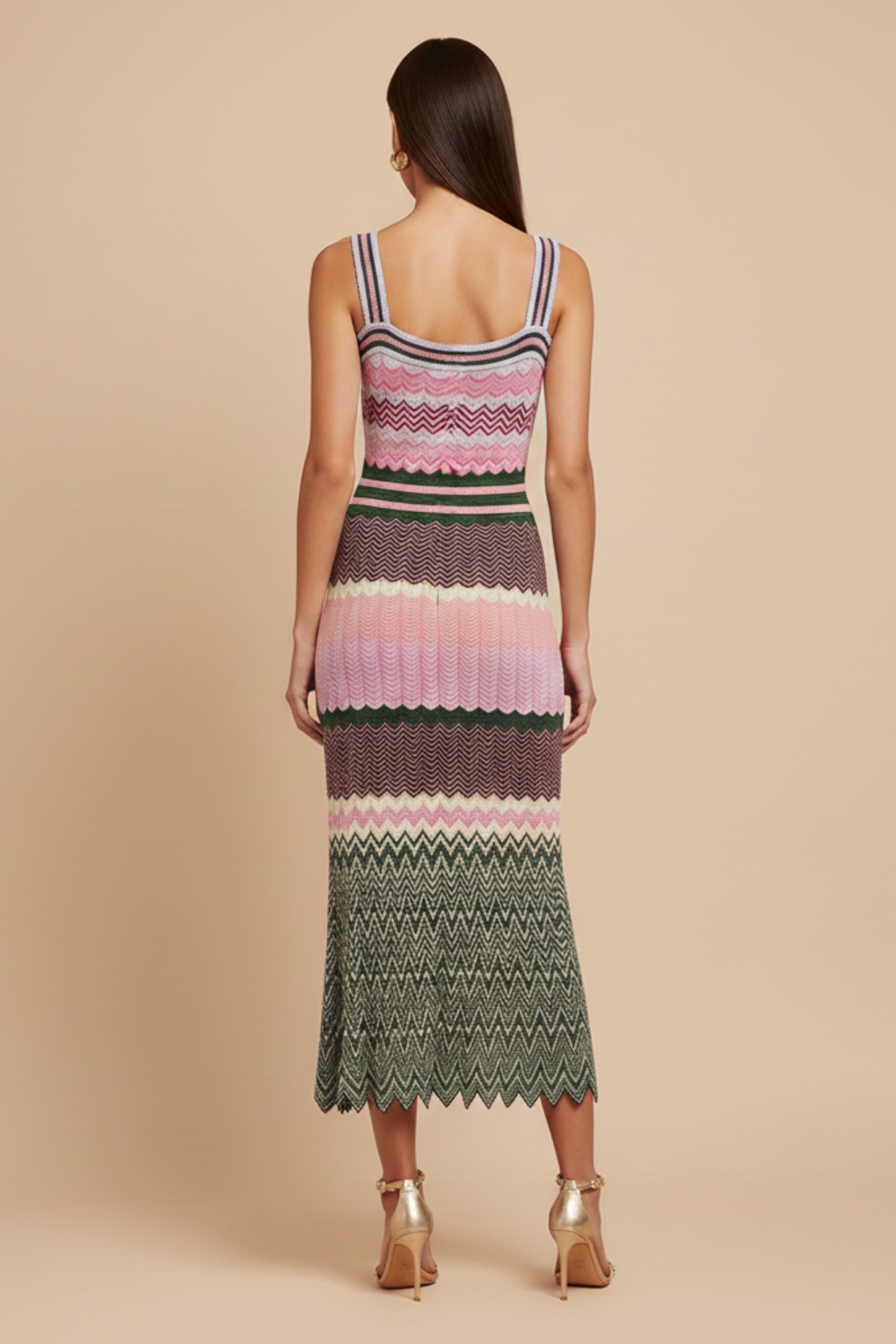 Robe Femme Maille Midi Sans Manches Motif Festonné – Image 2