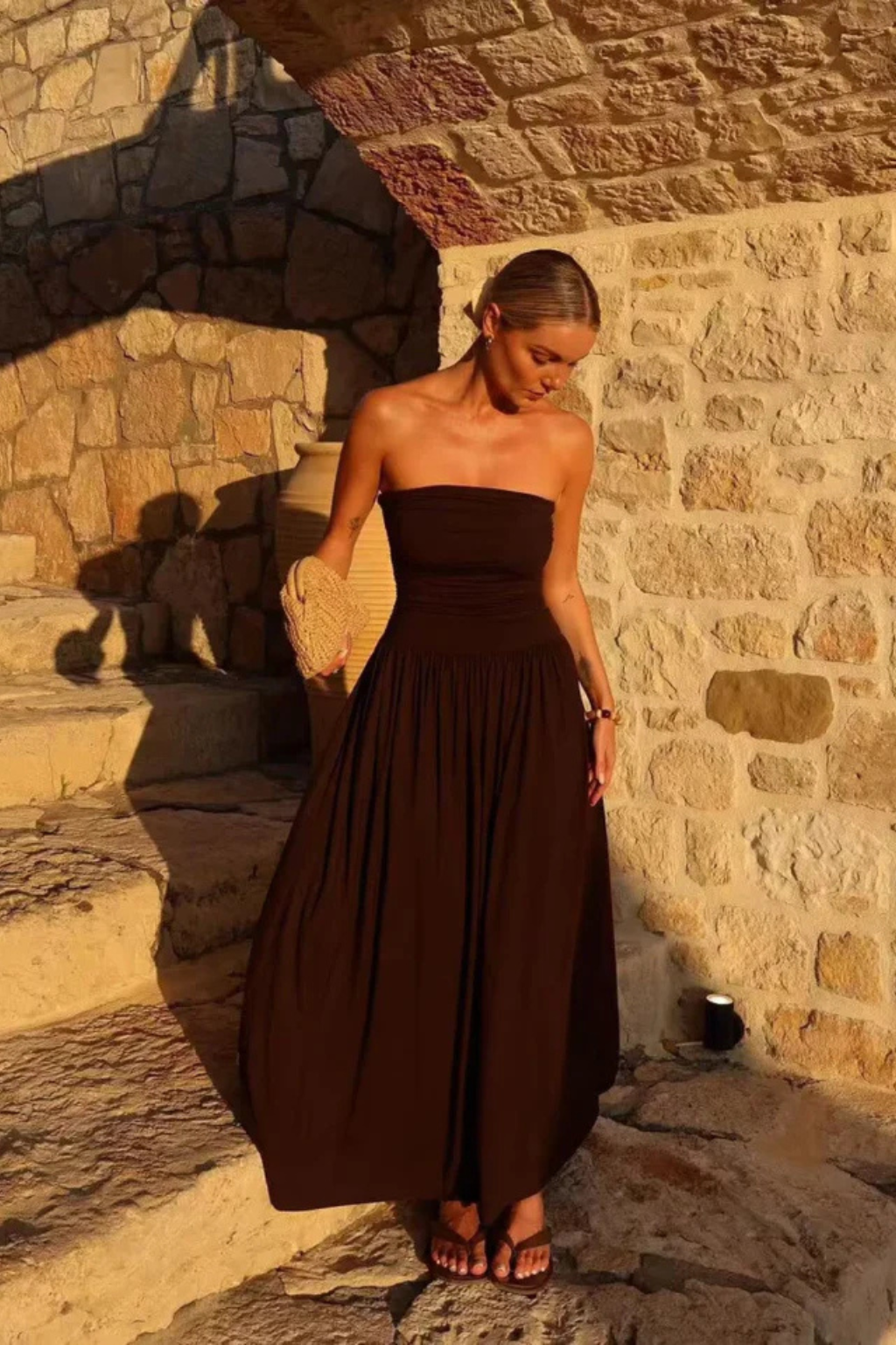 Robe longue plissée bustier femme élégante été – Image 6