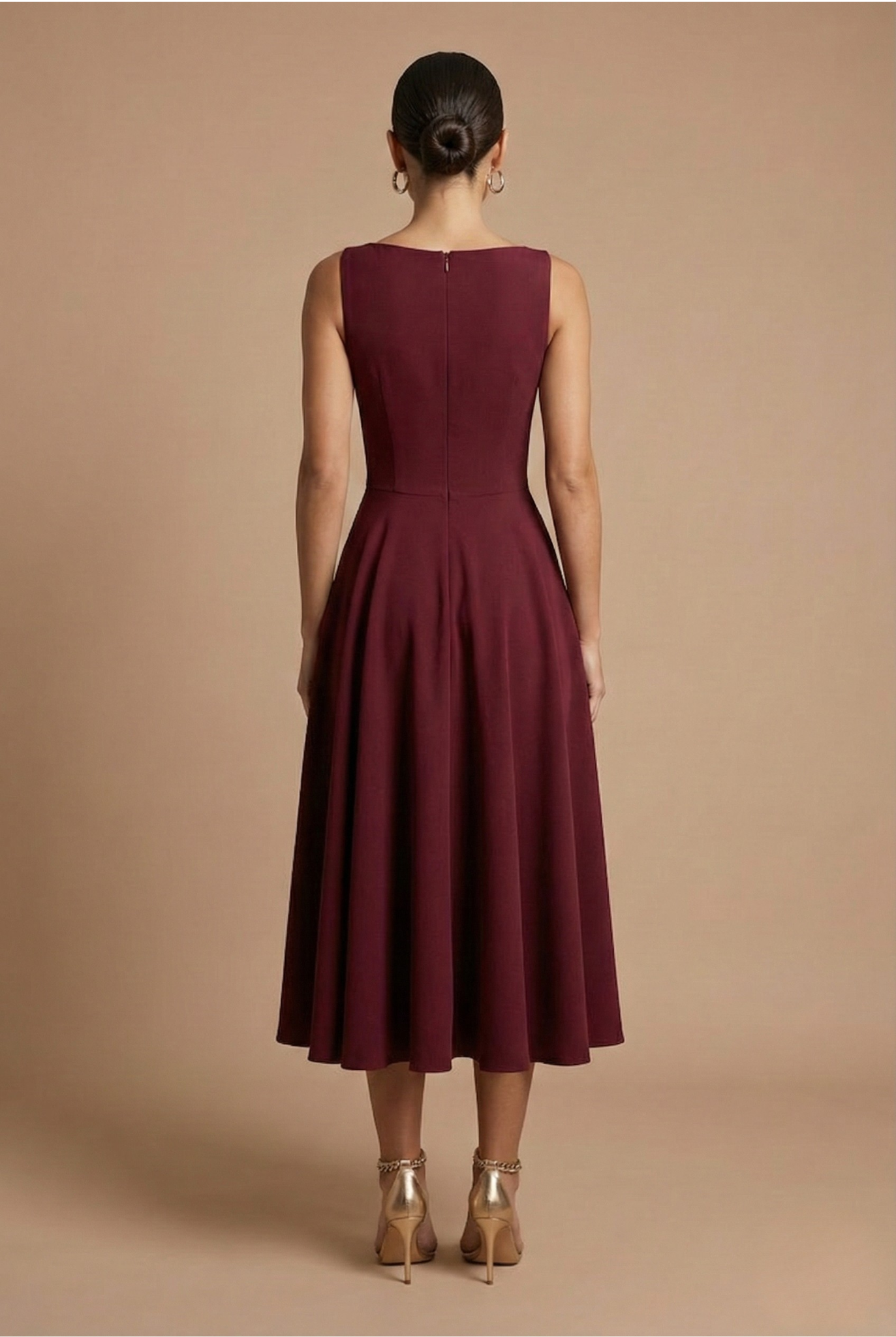 Robe fluide femme col rond taille marquée – Image 3