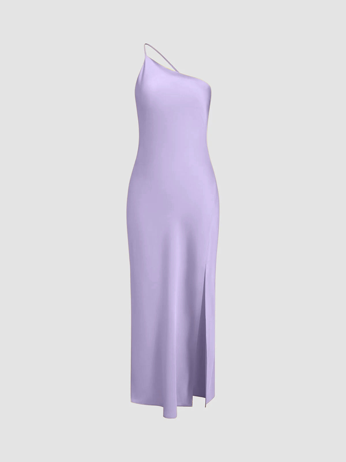 Robe mi-longue femme, bretelle unique, dos dégagé, fente – Image 4