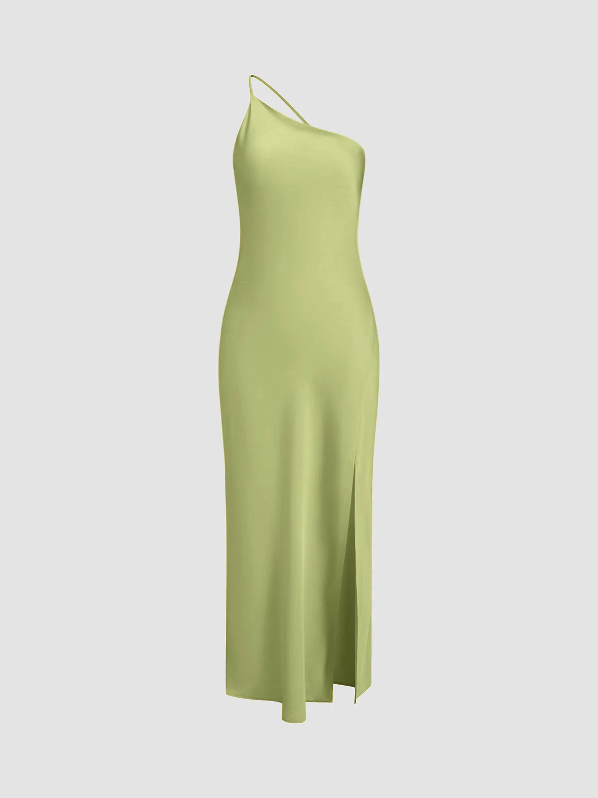 Robe mi-longue femme, bretelle unique, dos dégagé, fente – Image 3