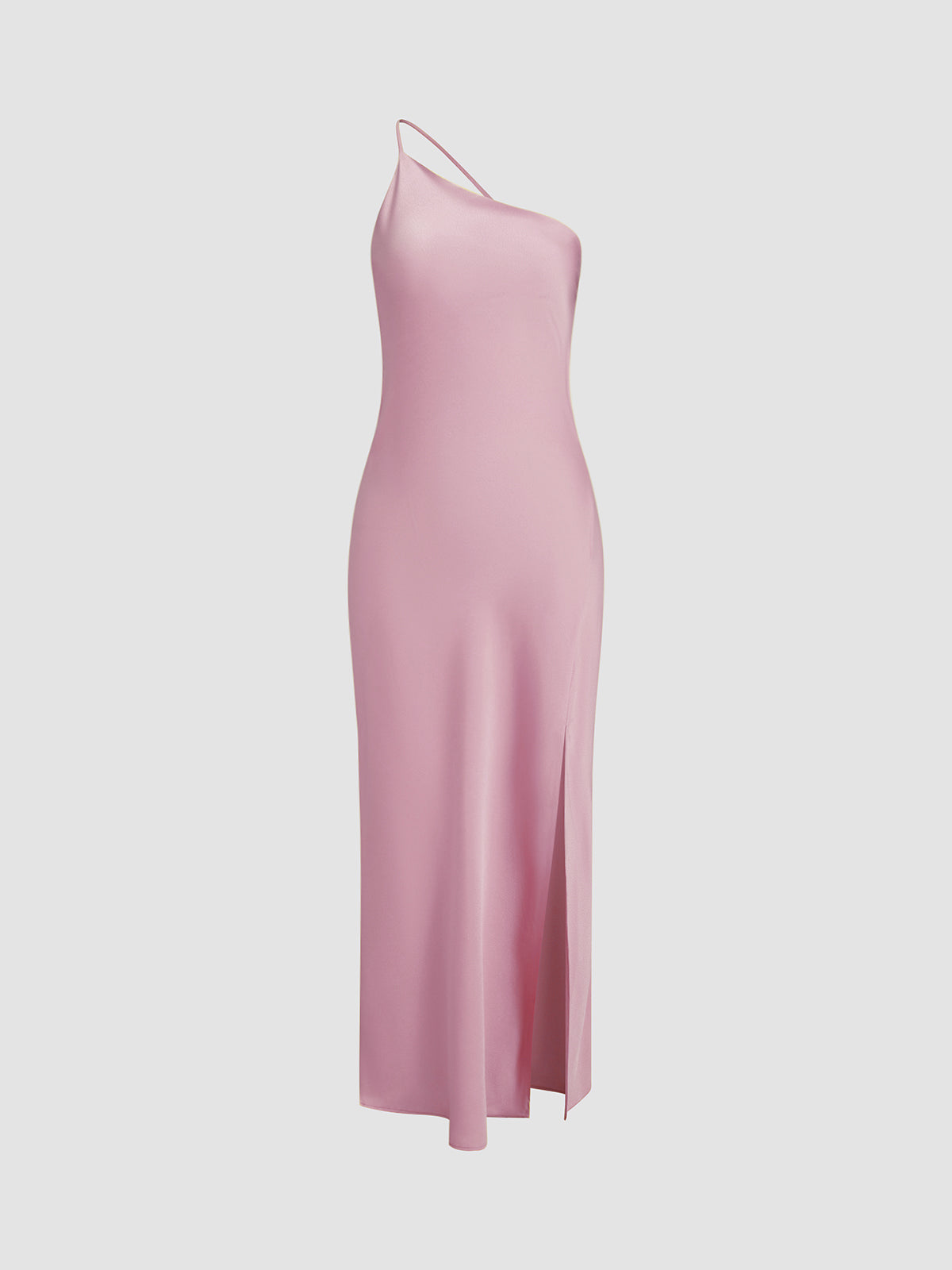Robe mi-longue femme, bretelle unique, dos dégagé, fente – Image 6