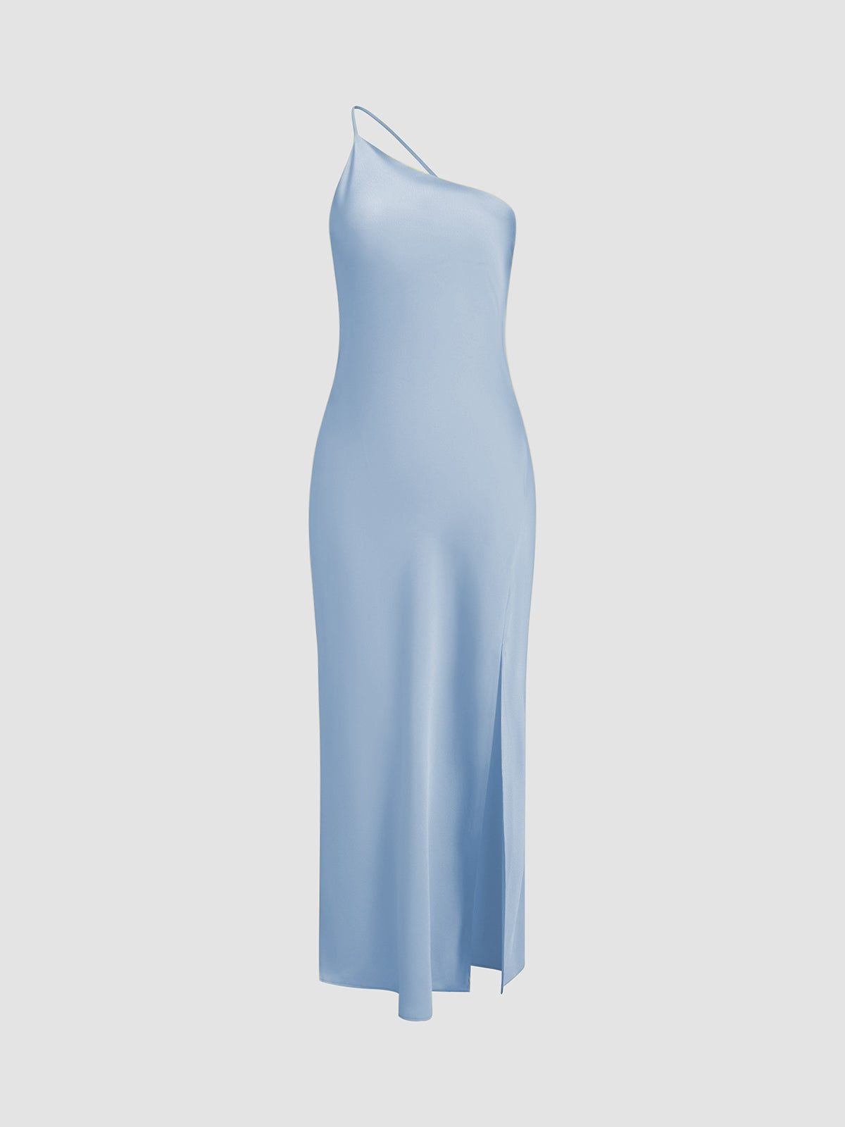 Robe mi-longue femme, bretelle unique, dos dégagé, fente – Image 5