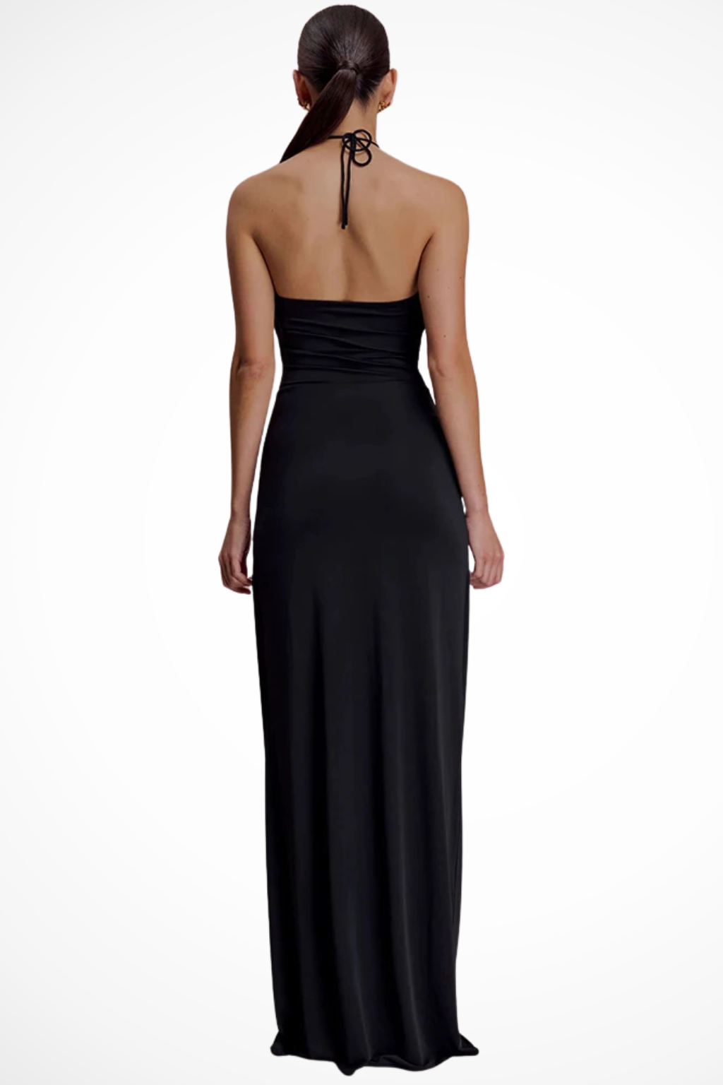 Robe drapée métal taille haute coupe droite chic – Image 4