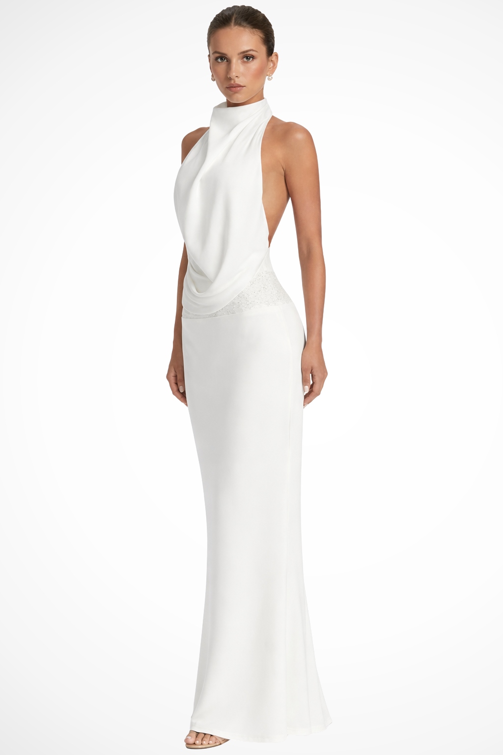 Robe de soirée drapée dos nu pour invitée mariage – Image 4