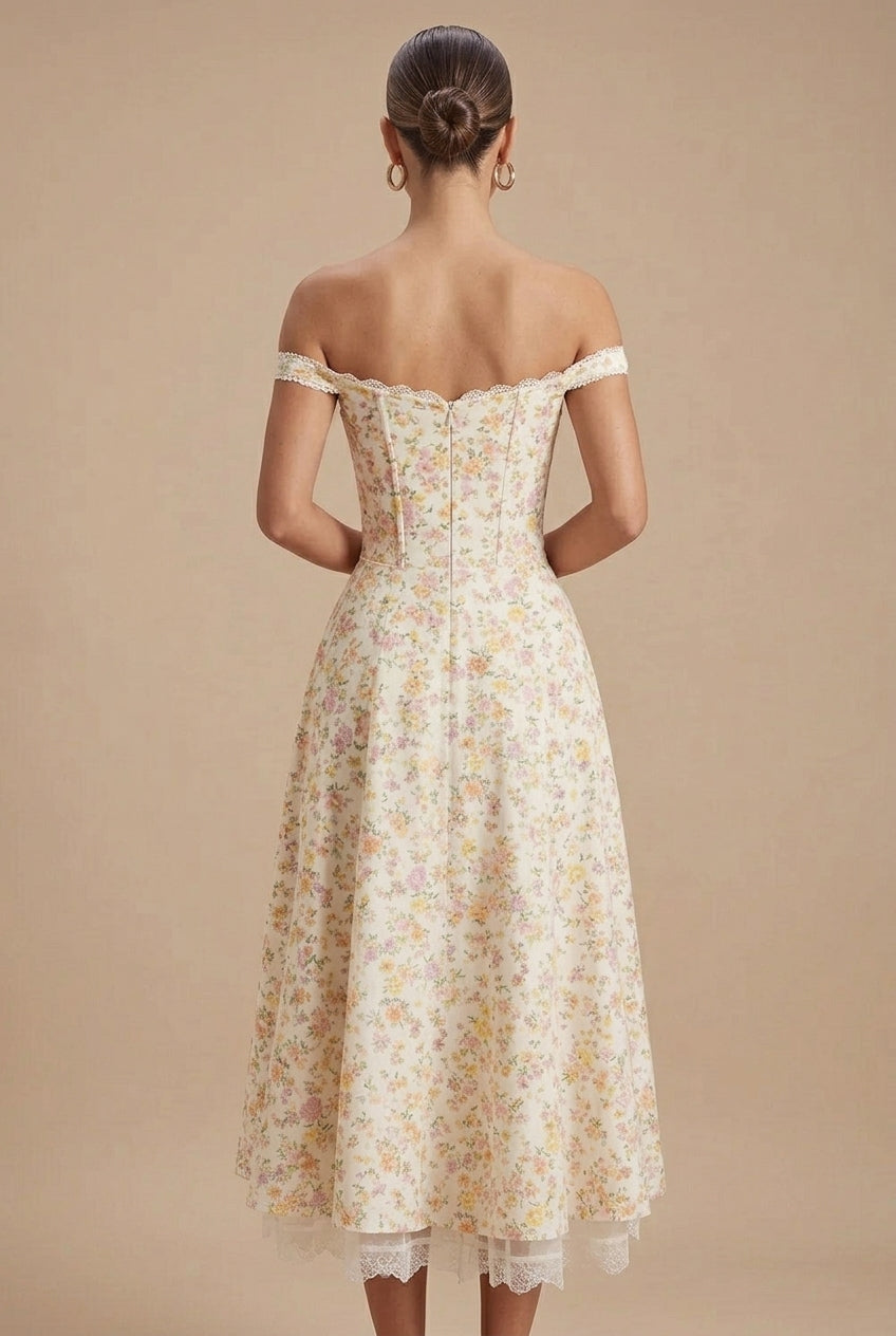 Robe Été Femme Fleurie Col Cœur Dentelle Fête Jardin – Image 7