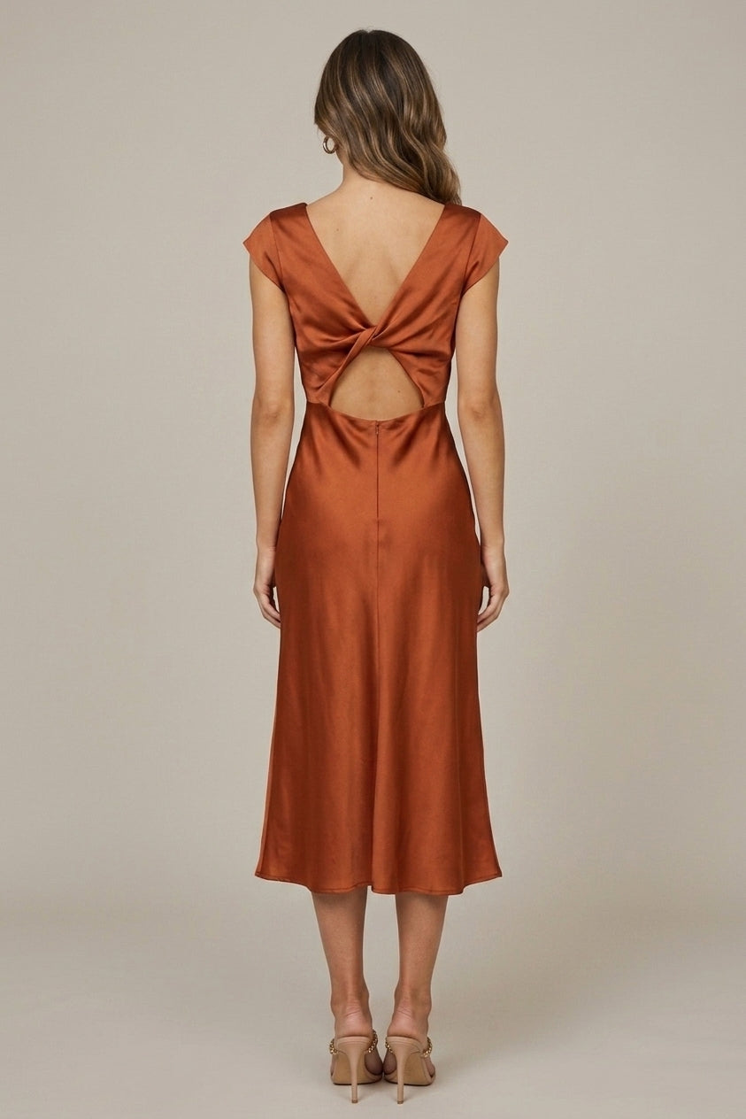 Robe Mi-Longue Femme Élégante Dos Torsadé Soirée – Image 5