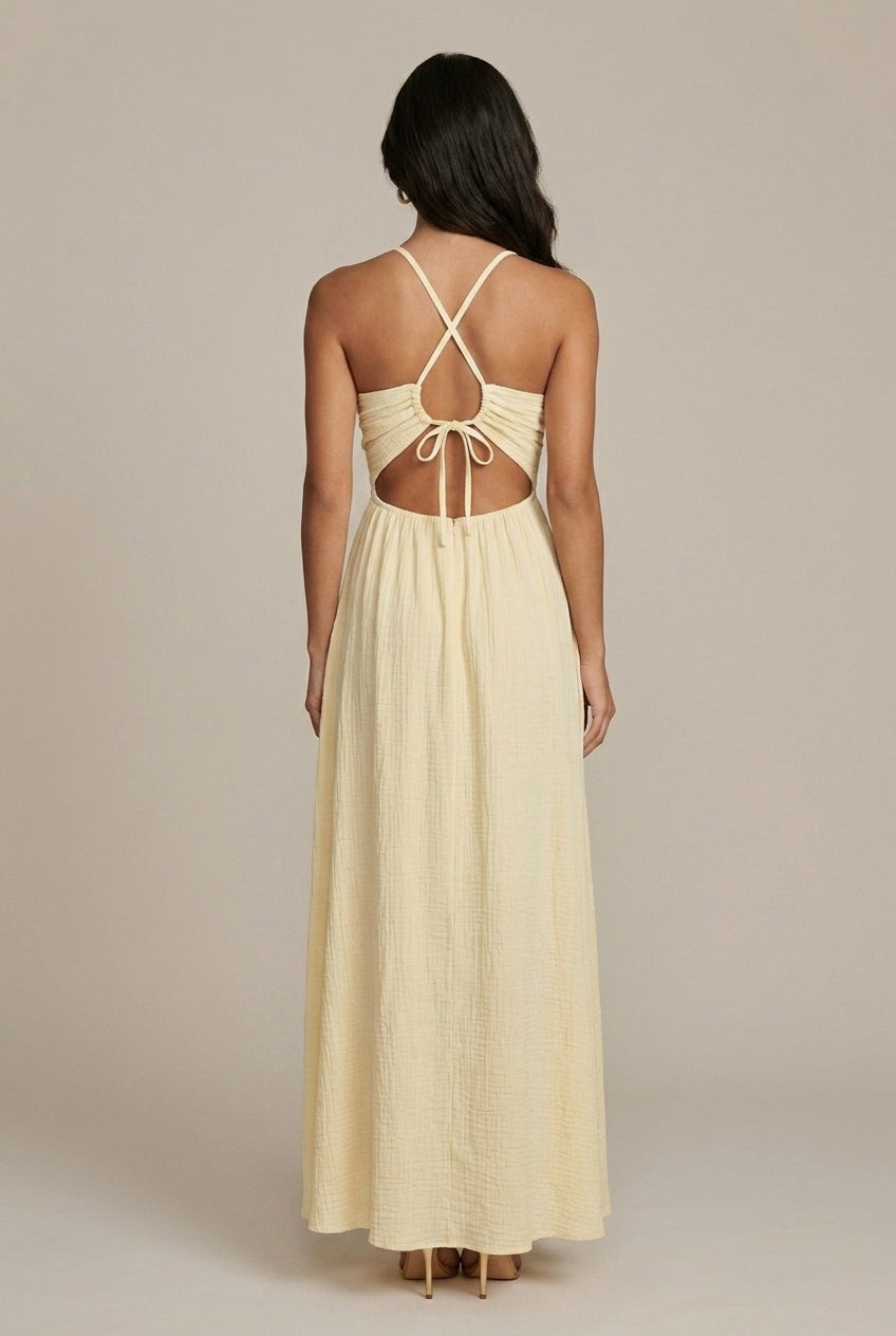 Robe longue fendue dos nu élégante été – Image 6