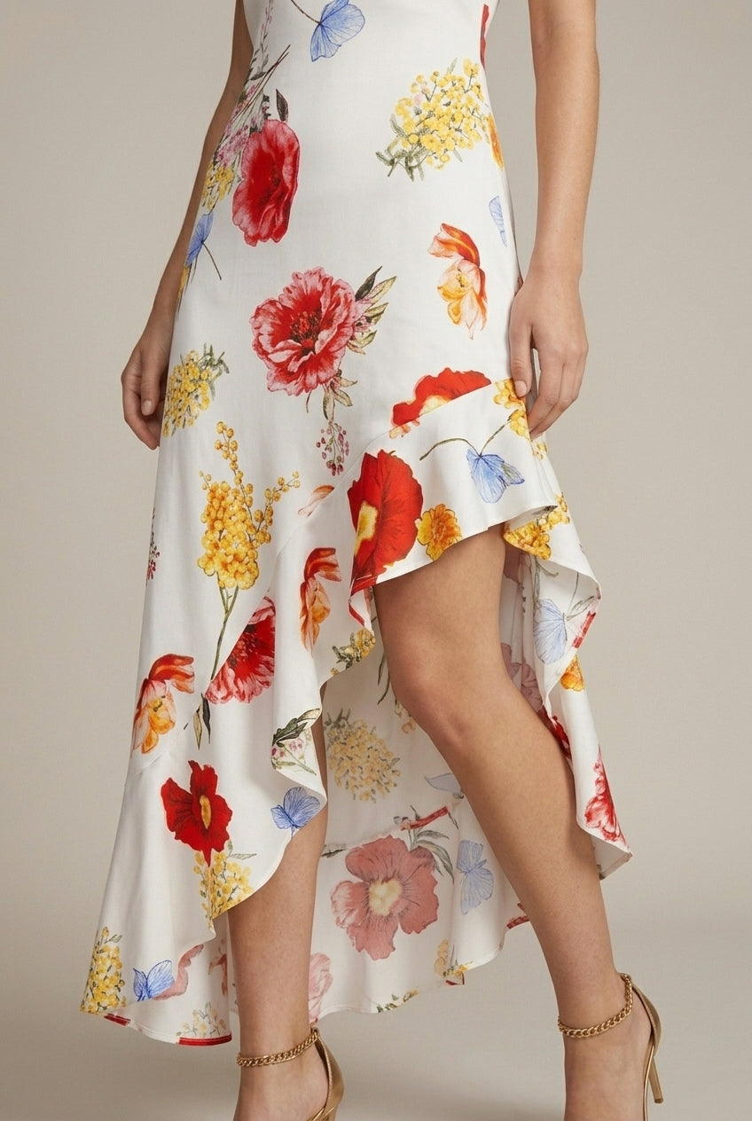 Robe d'été fleurie col carré bretelles fines femme – Image 3