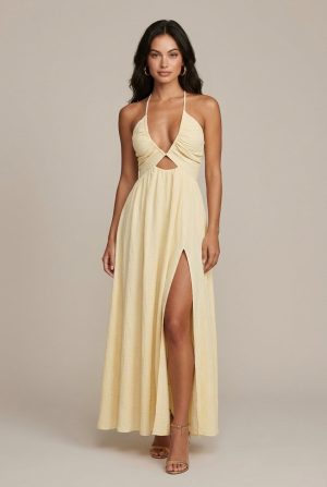 Robe longue fendue dos nu élégante été