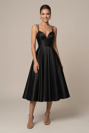 Robe Midi Femme Décolleté V Bretelles Croisées Soirée