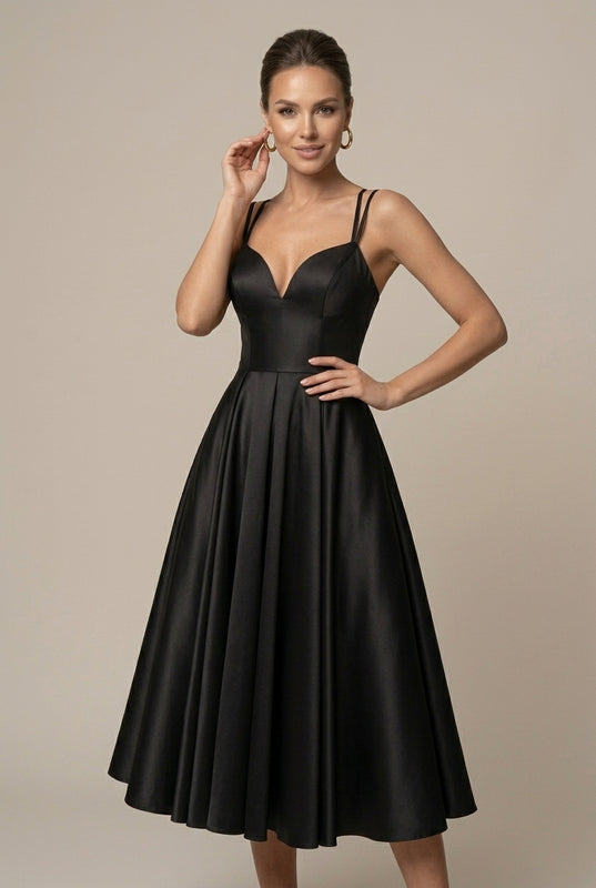 Robe Midi Femme Décolleté V Bretelles Croisées Soirée – Image 5