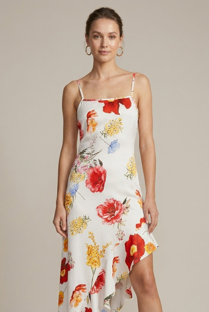 Robe d'été fleurie col carré bretelles fines femme – Image 2