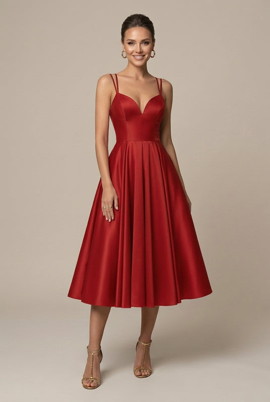 Robe Midi Femme Décolleté V Bretelles Croisées Soirée – Image 3