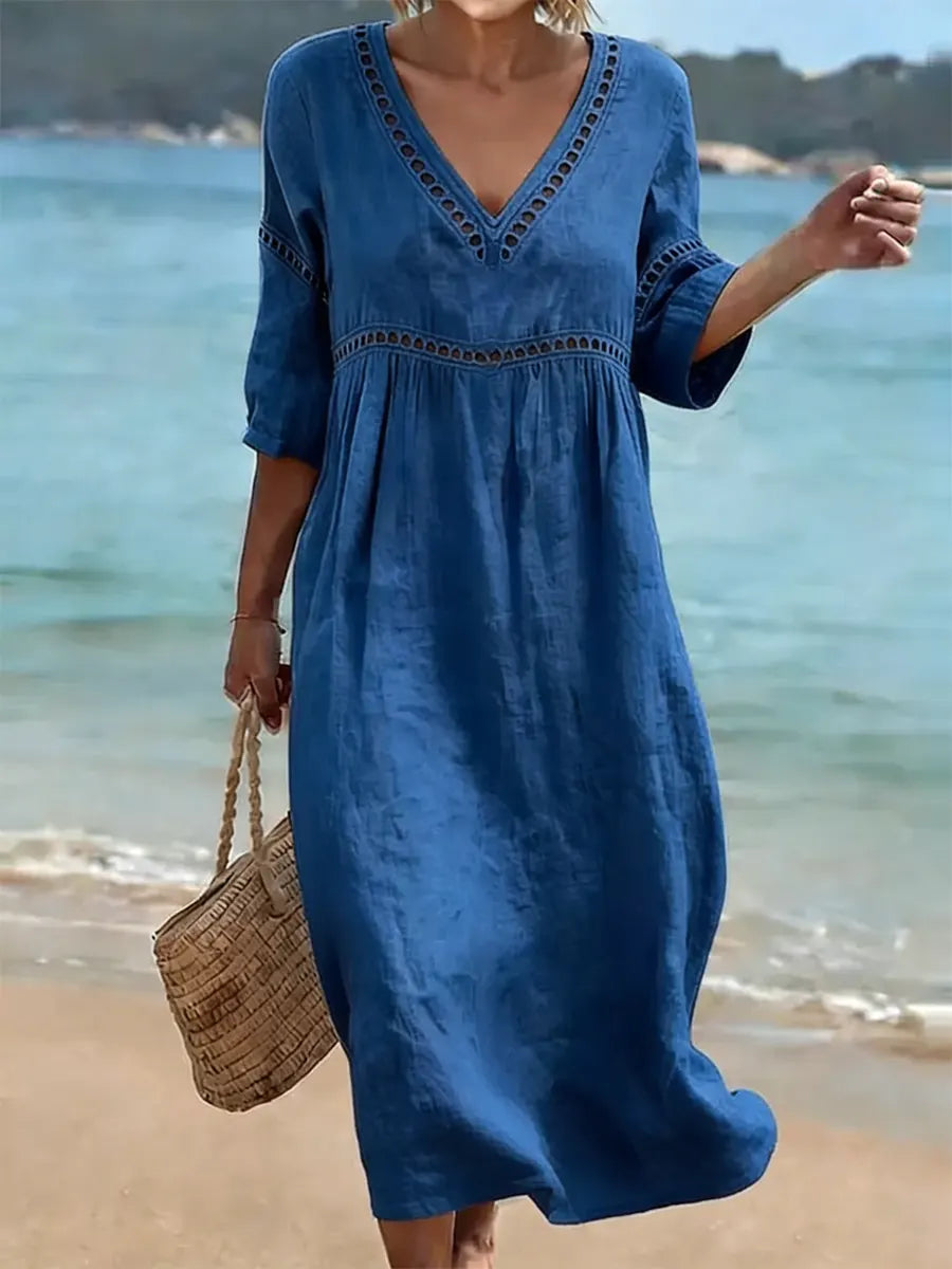 Robe femme coton respirant poches latérales – Image 4