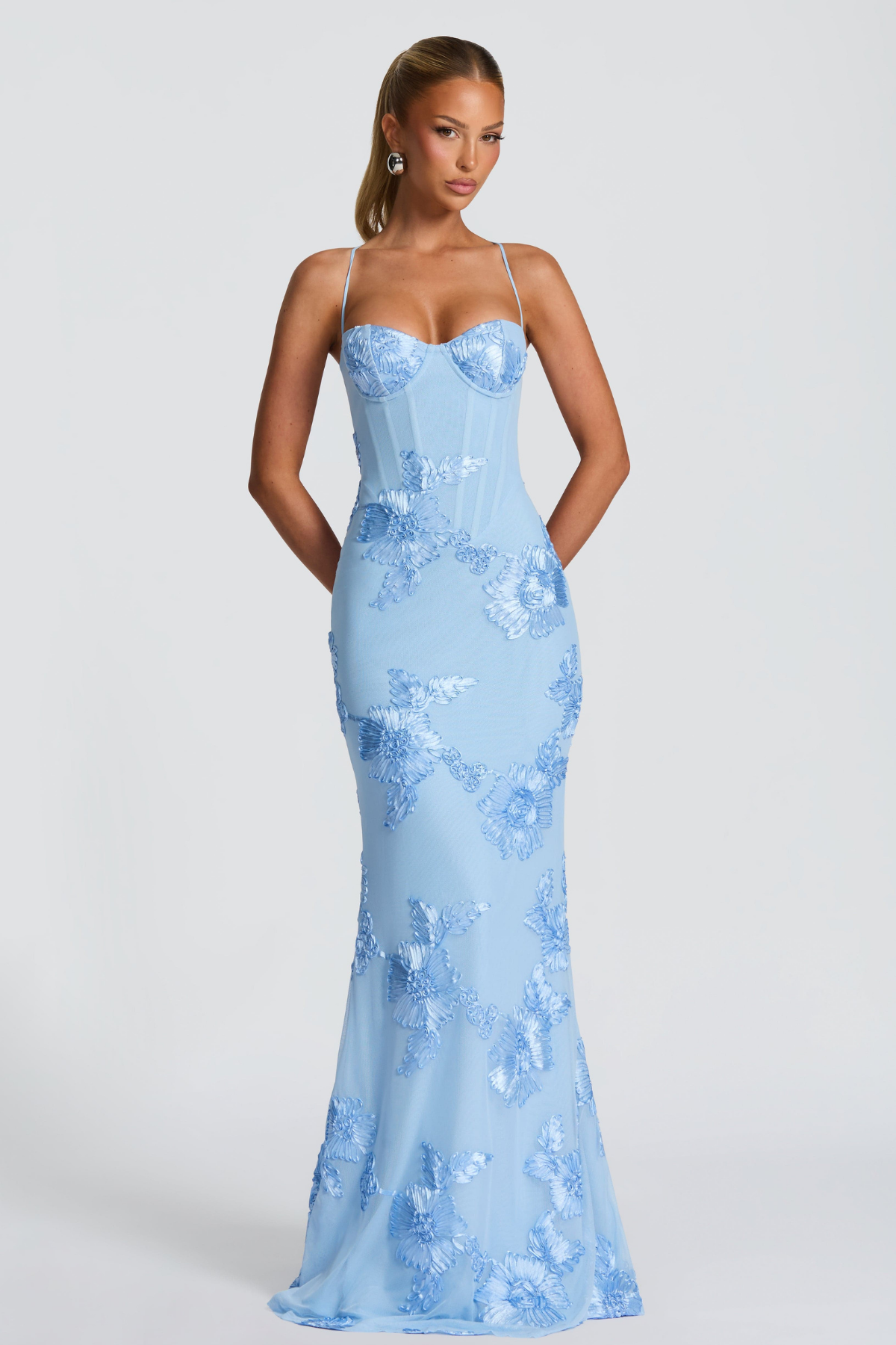 Robe femme coupe corset broderie florale soirée chic – Image 4