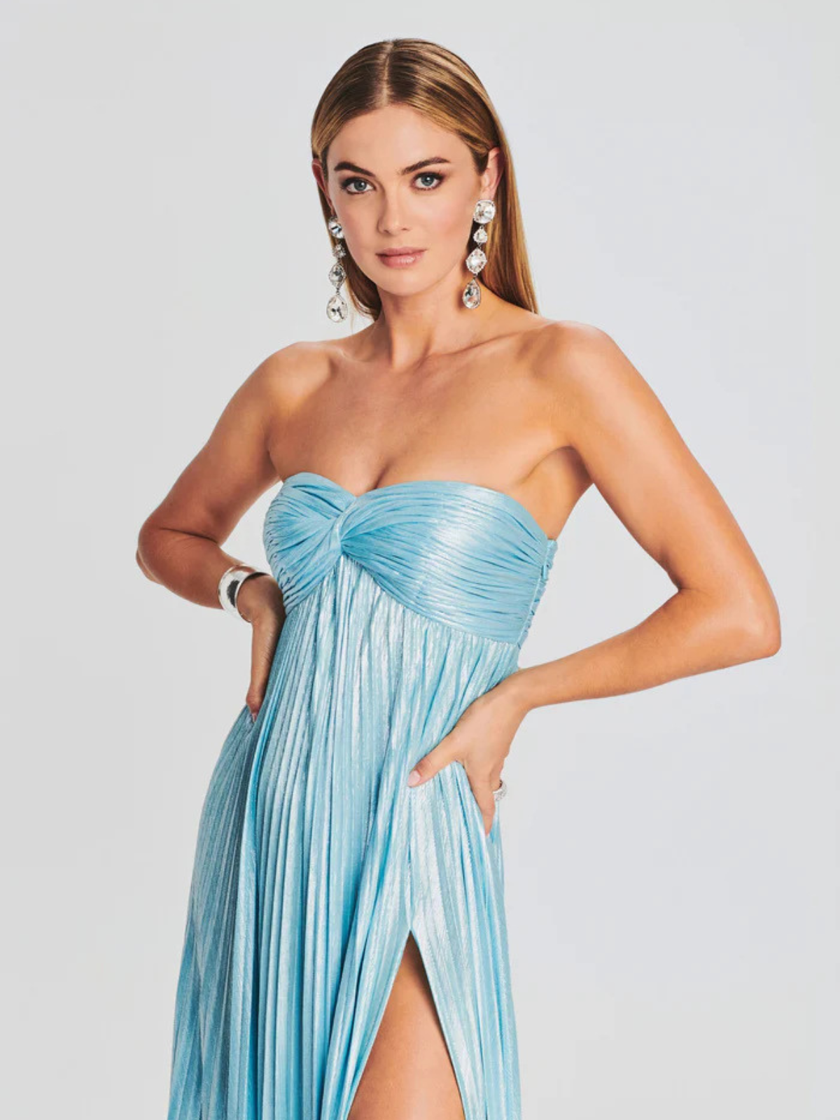 Robe femme soirée métallisée plissée élégante – Image 17