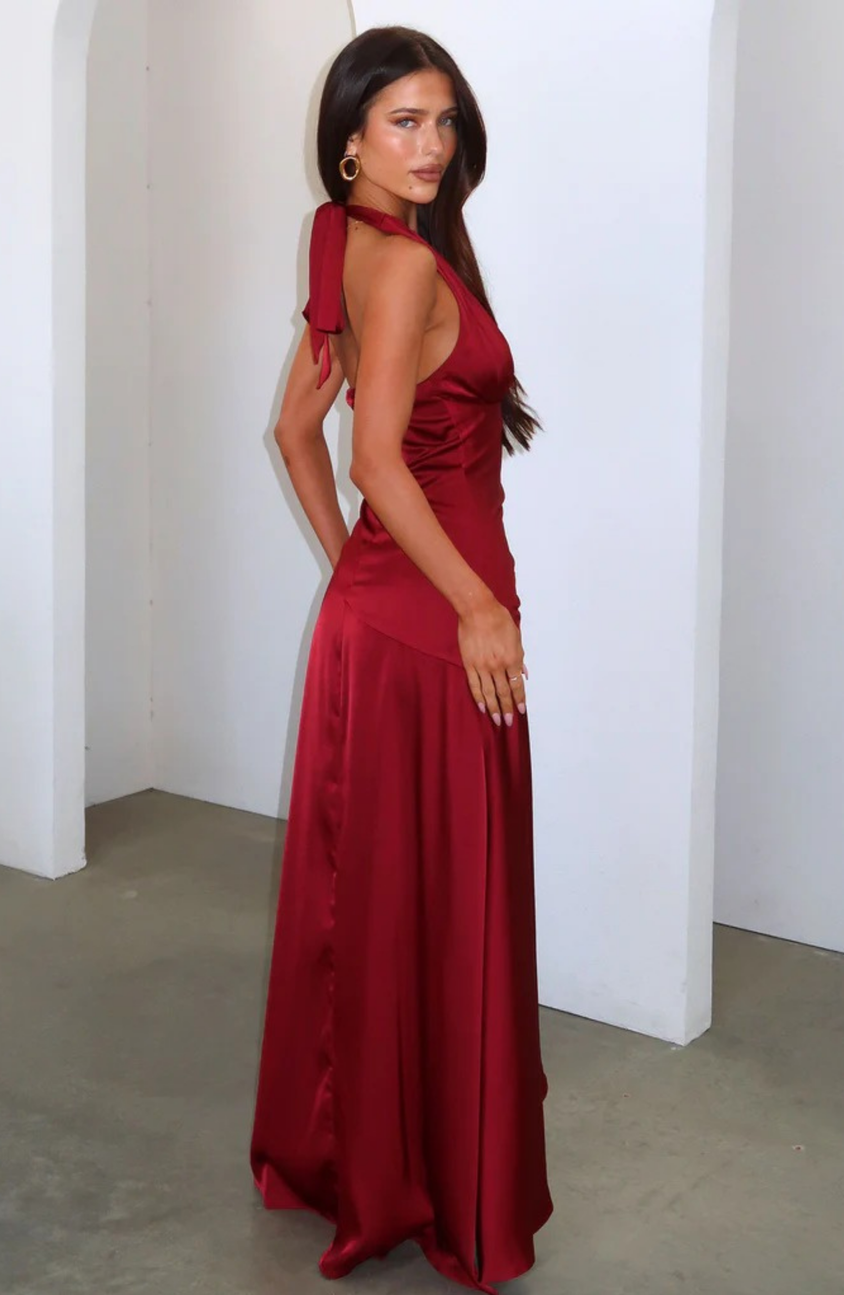 Robe femme longue en soie col bénitier fluide – Image 19