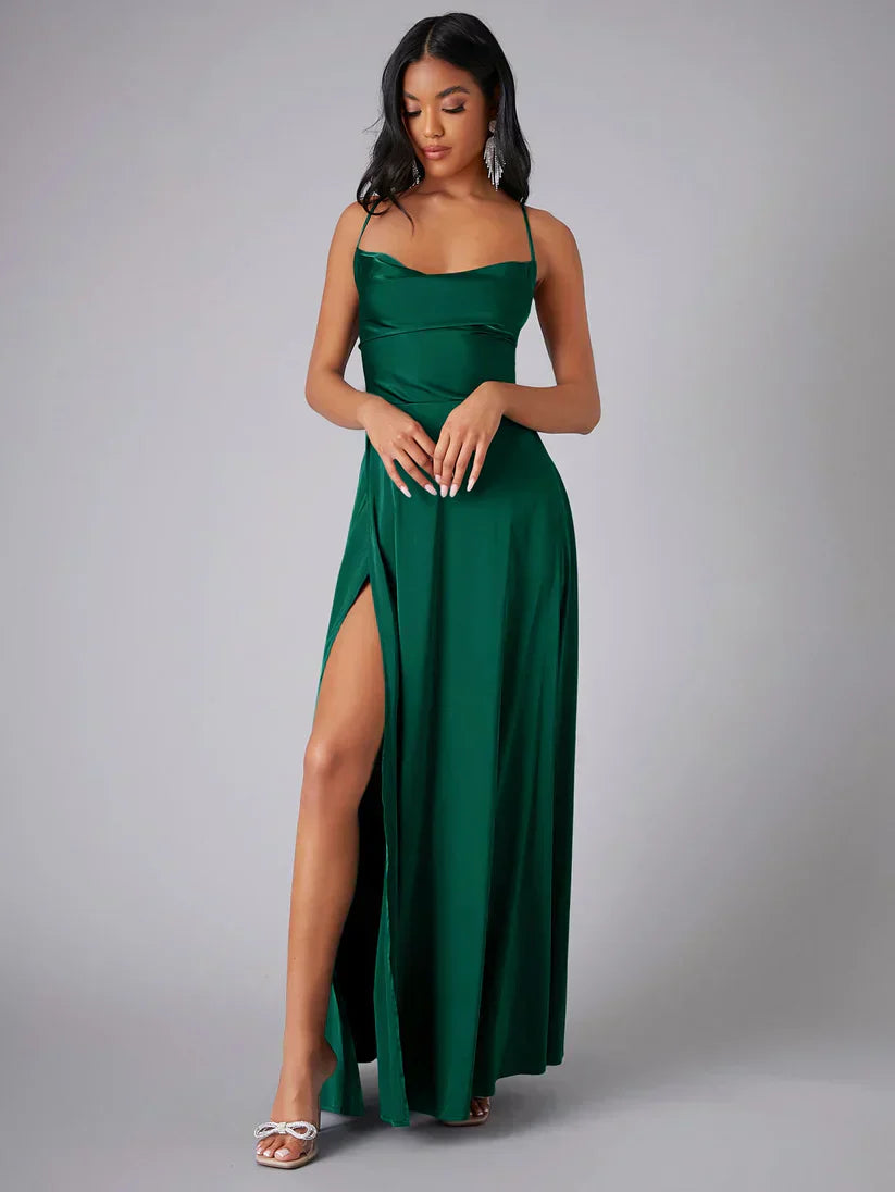 Robe femme mélange satin corsage ajusté soirée