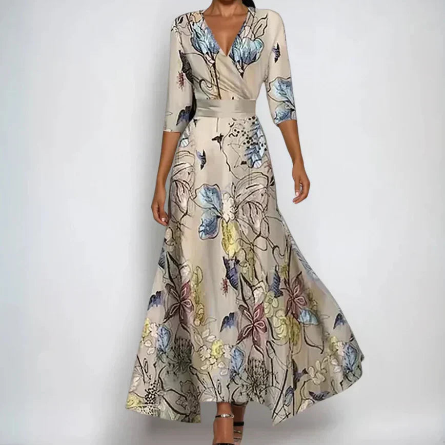 Robe femme respirante cache-cœur manches 3/4