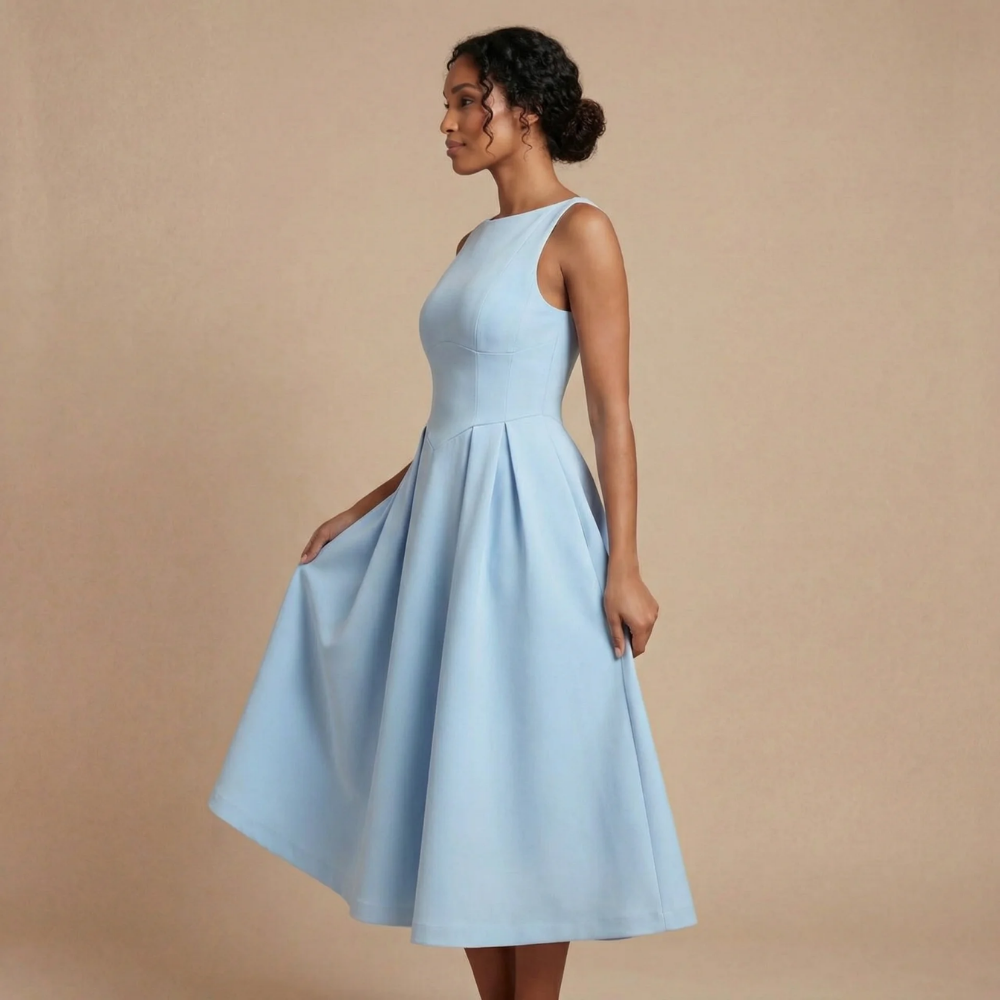 Robe femme invitée mariage col bateau élégante