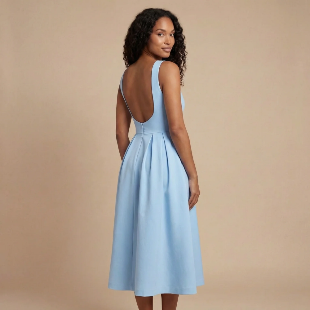 Robe femme invitée mariage col bateau élégante – Image 4