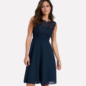 Robe femme mini dentelle occasions spéciales sans manches