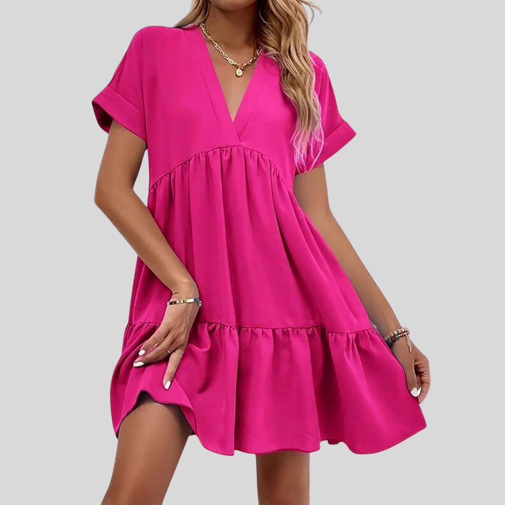 Robe femme été col V fluide et aérienne – Image 3