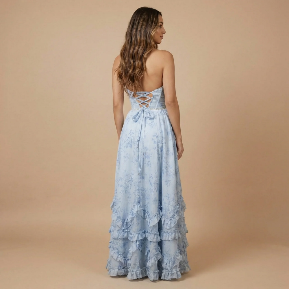 Robe femme invitée mariage corset jupe à volants – Image 5