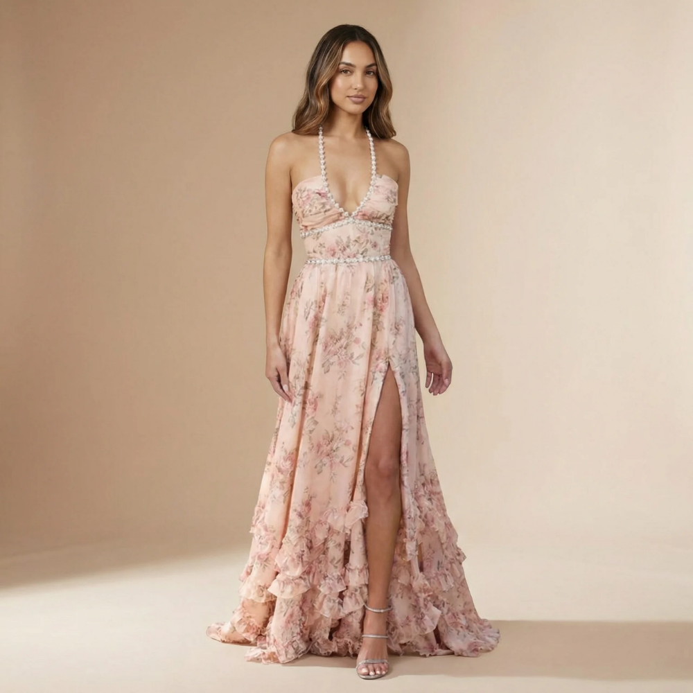 Robe femme invitée mariage corset jupe à volants – Image 4