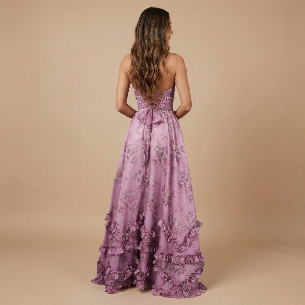 Robe femme invitée mariage corset jupe à volants – Image 7