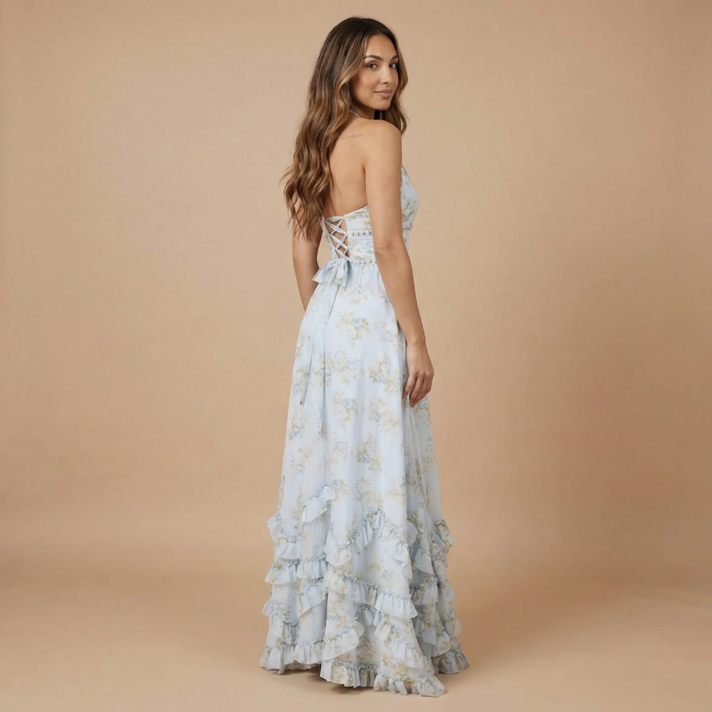 Robe femme invitée mariage corset jupe à volants – Image 6