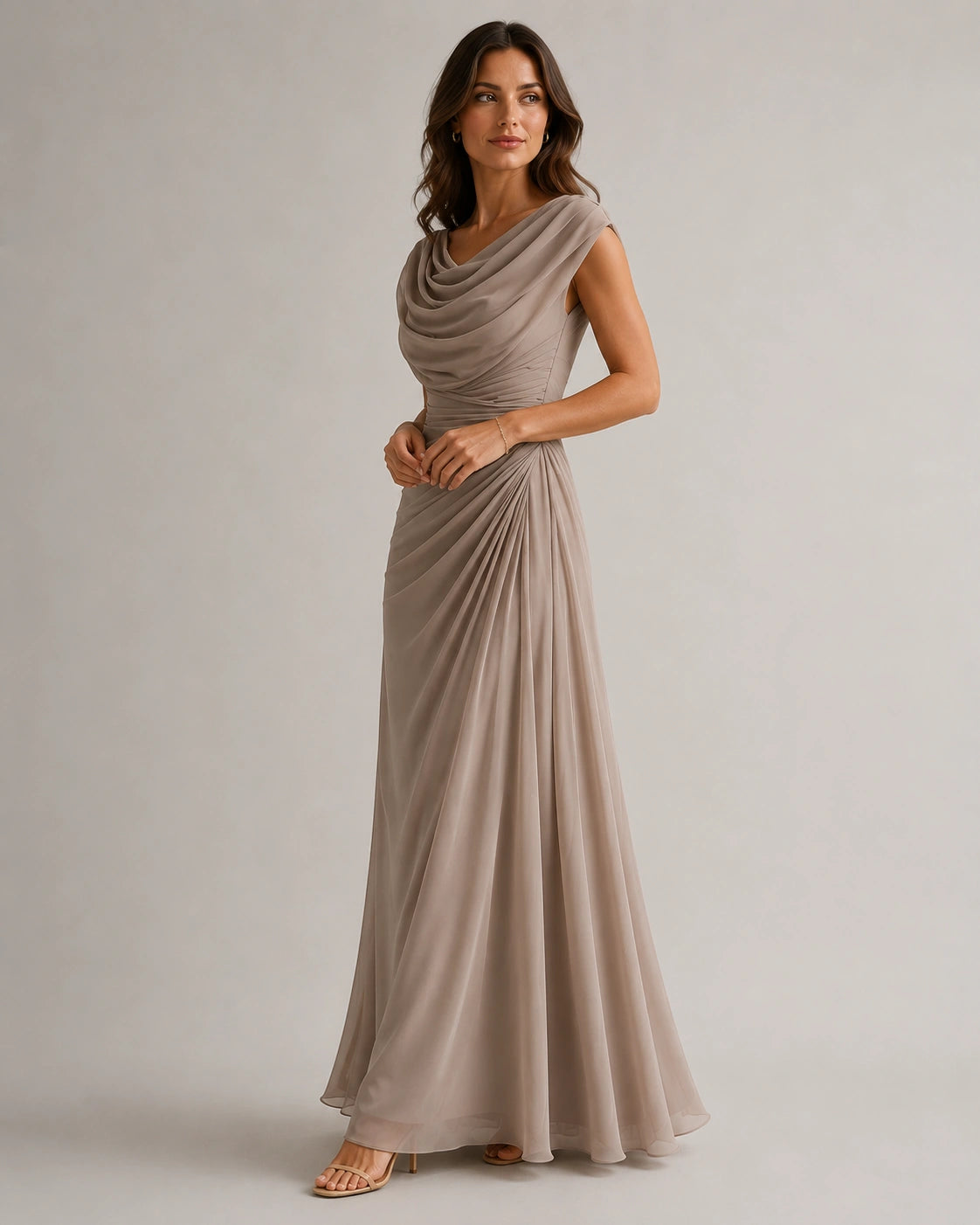 Robe femme soirée élégante col bénitier froncée – Image 8