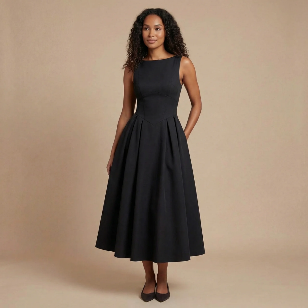 Robe femme invitée mariage col bateau élégante – Image 3