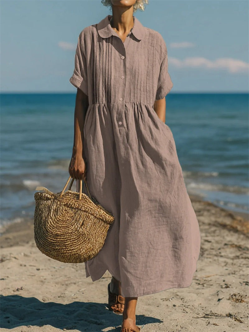 Robe femme coton respirant coupe décontractée midi – Image 10