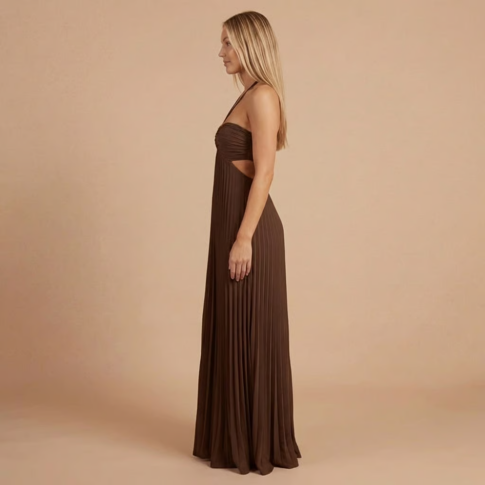 Robe femme plissée découpes taille élégante – Image 11