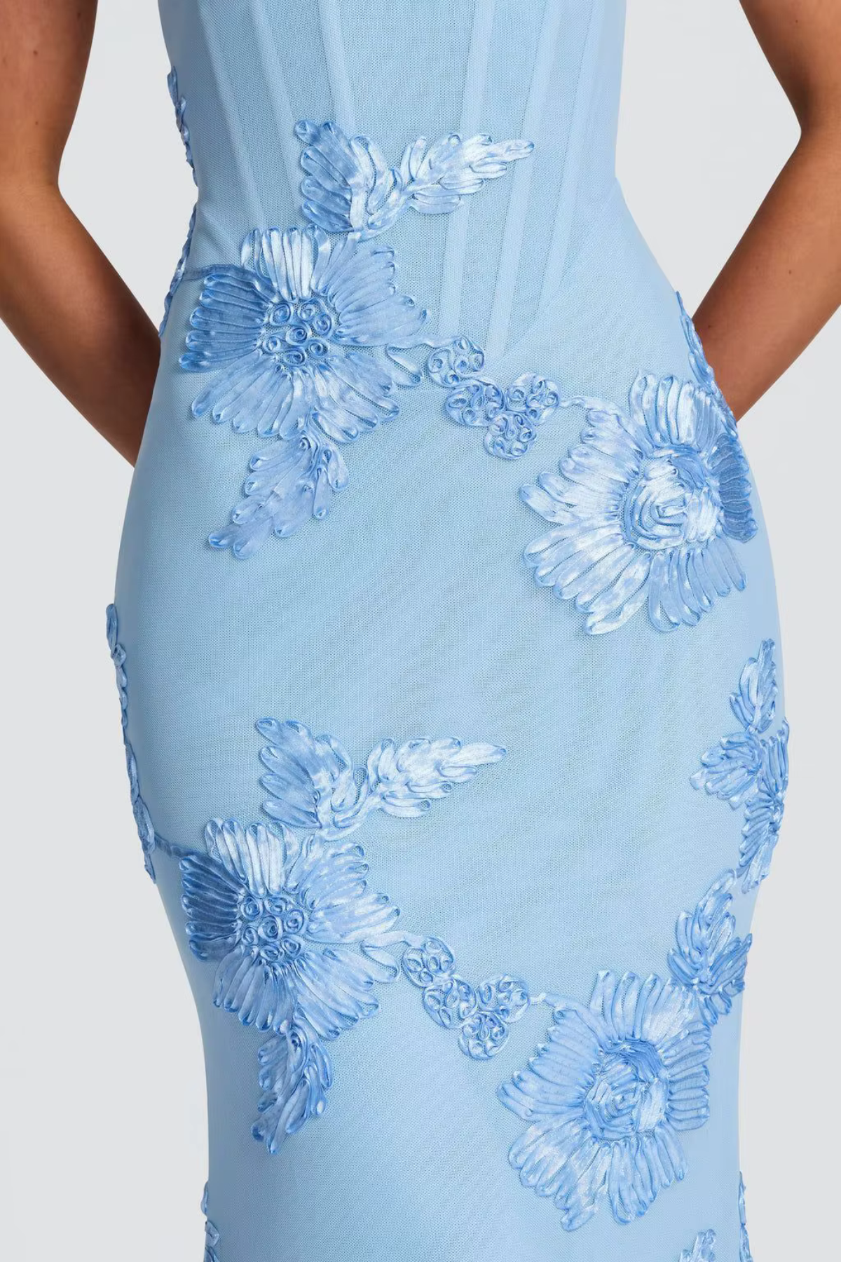 Robe femme coupe corset broderie florale soirée chic – Image 18