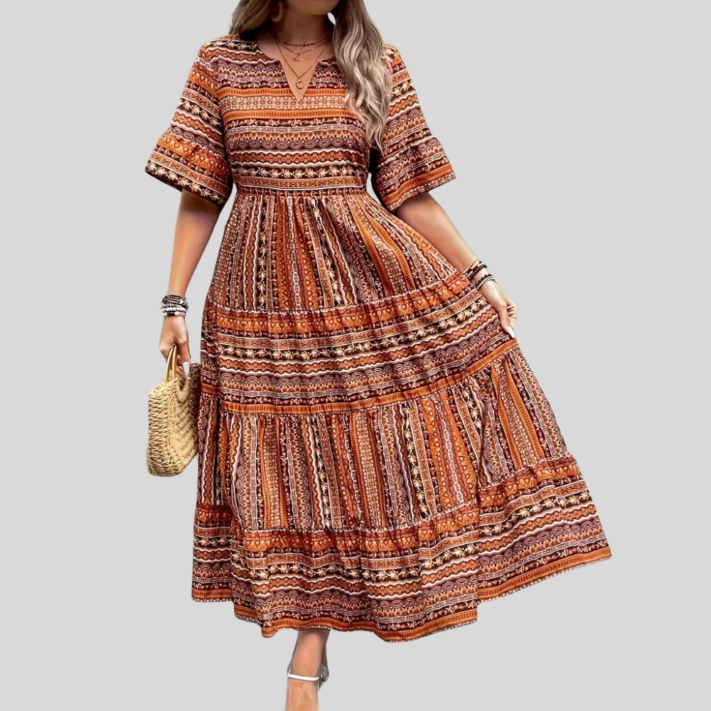 Robe longue femme fluide ethnique élégante – Image 3