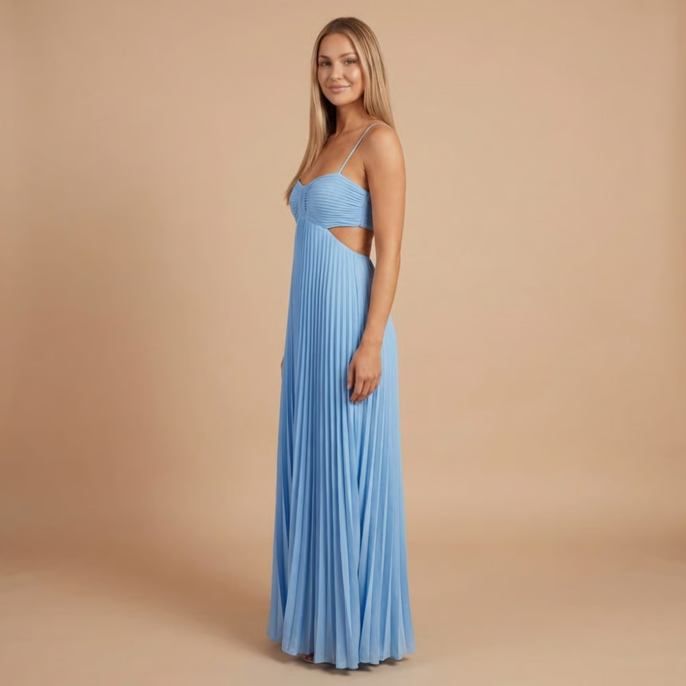 Robe femme plissée découpes taille élégante – Image 13