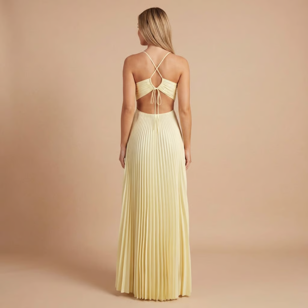 Robe femme plissée découpes taille élégante – Image 8