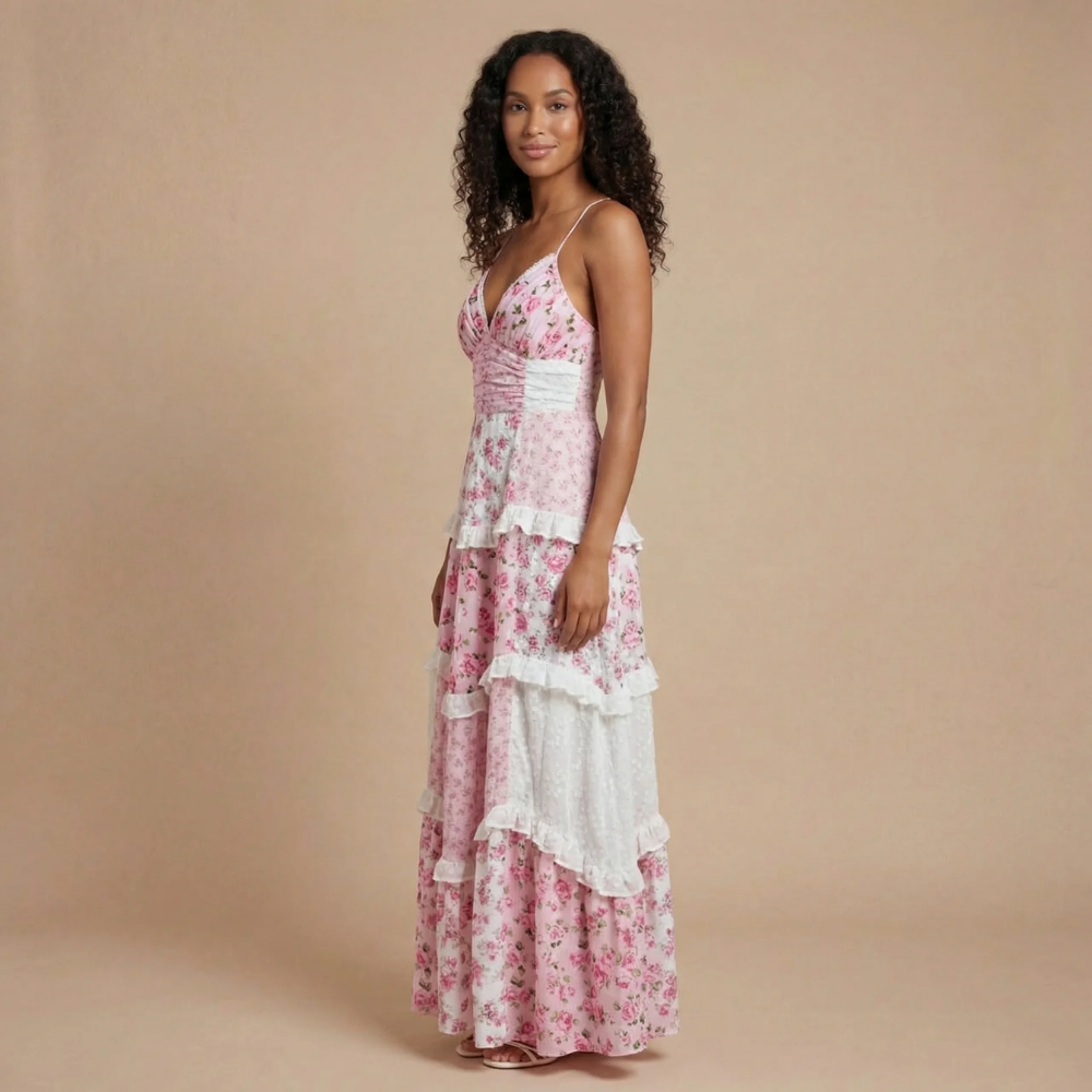 Robe femme jupe fluide taille smockée bretelles ajustables